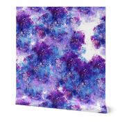 Magical liquid sparkle and  glitter on blue purple waves like space clouds and white light