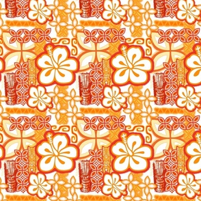 TikiRob 6" Orange flower Pattern