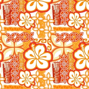 TikiRob 10" Orange flower Pattern