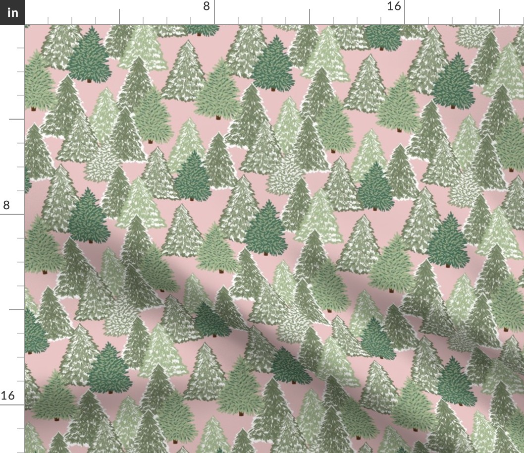 Seasonal landscape rustic forest trees-blush pink SMALL
