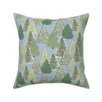 Seasonal landscape rustic forest trees-cornflower blue SMALL