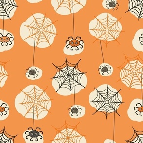 Happy-Halloween-spider-with-webs-soft-vintage-orange-beige-M-medium-scale-for-pillowsNEW