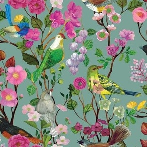 Birds and Blooms Chinoiserie {Duck Egg} midsize