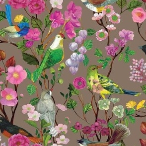 Birds and Blooms Chinoiserie {Fawn} midsize