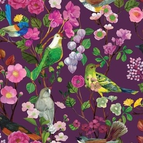 Birds and Blooms Chinoiserie {Plum} midsize