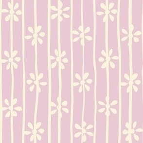Wonky stripes and flowers pink and cream 