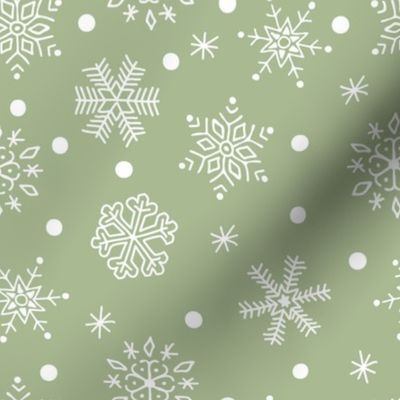 Sage green/Ecru white Snow  Star - SMALL