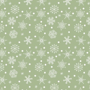 Sage green/Ecru white Snow  Star - SMALL