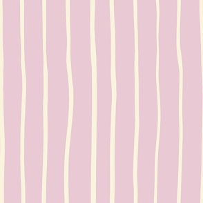 Wonky hand drawn stripes pink and cream 