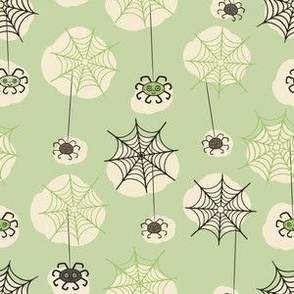 Happy-Halloween-Spider-with-webs-vintage-green-S-small-scale-for-napkins N