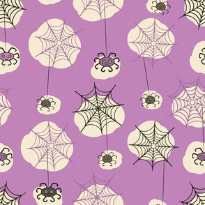 Happy-Halloween-spider-with-webs-bluish-purple-L-large-scale-for-bedding N