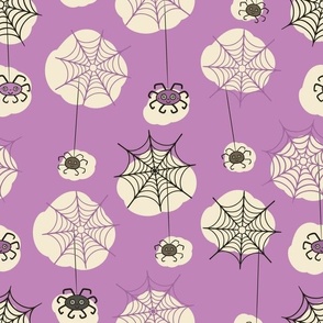 Happy-Halloween-spider-with-webs-bluish-purple-M-medium-scale-for-pillows N