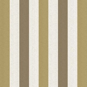 Medium scale rustic stripe in earthy warm light and dark green with a vintage linen texture 