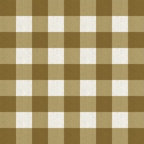Medium scale rustic plaid check in earthy warm light green with a vintage linen texture 