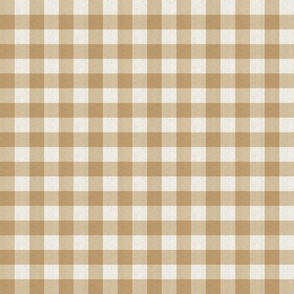 Extra small scale rustic gingham chech in earthy warm oat brown with a vintage linen texture 