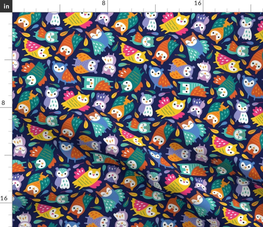 Colorful Owls navy (small)