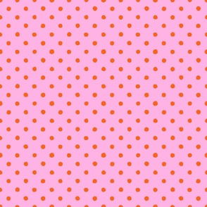 Pink Polka Dot V1, V2 Print, Pink and Orange Spot Print - Extra Small