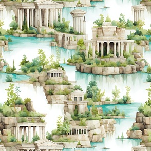 Watercolor Architectural Ruins