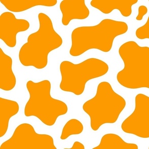 Large Scale Cow Print in Marigold on White