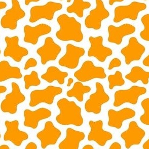 Small Scale Cow Print in Marigold on White