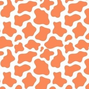 Small Scale Cow Print in Peach on White