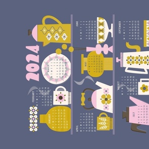 Tea Towel calendar 2024 retro Kitchen