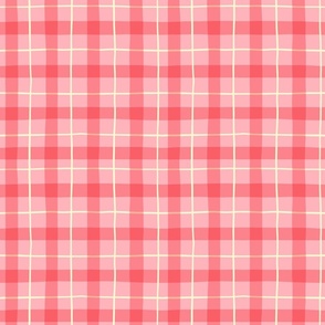 pink gingham handdrawn plaid // small