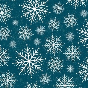 Snowflakes on teal background