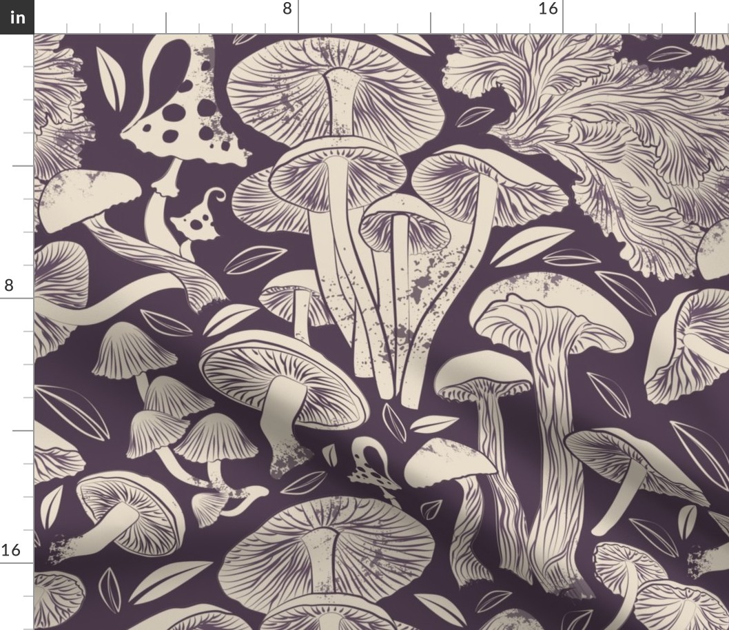 Normal scale rotated // Delicious Autumn botanical poison // beet purple background beije mushrooms fungus toadstool wallpaper