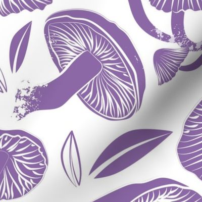 Large jumbo scale // Delicious Autumn botanical poison // white background amethyst purple mushrooms fungus toadstool wallpaper