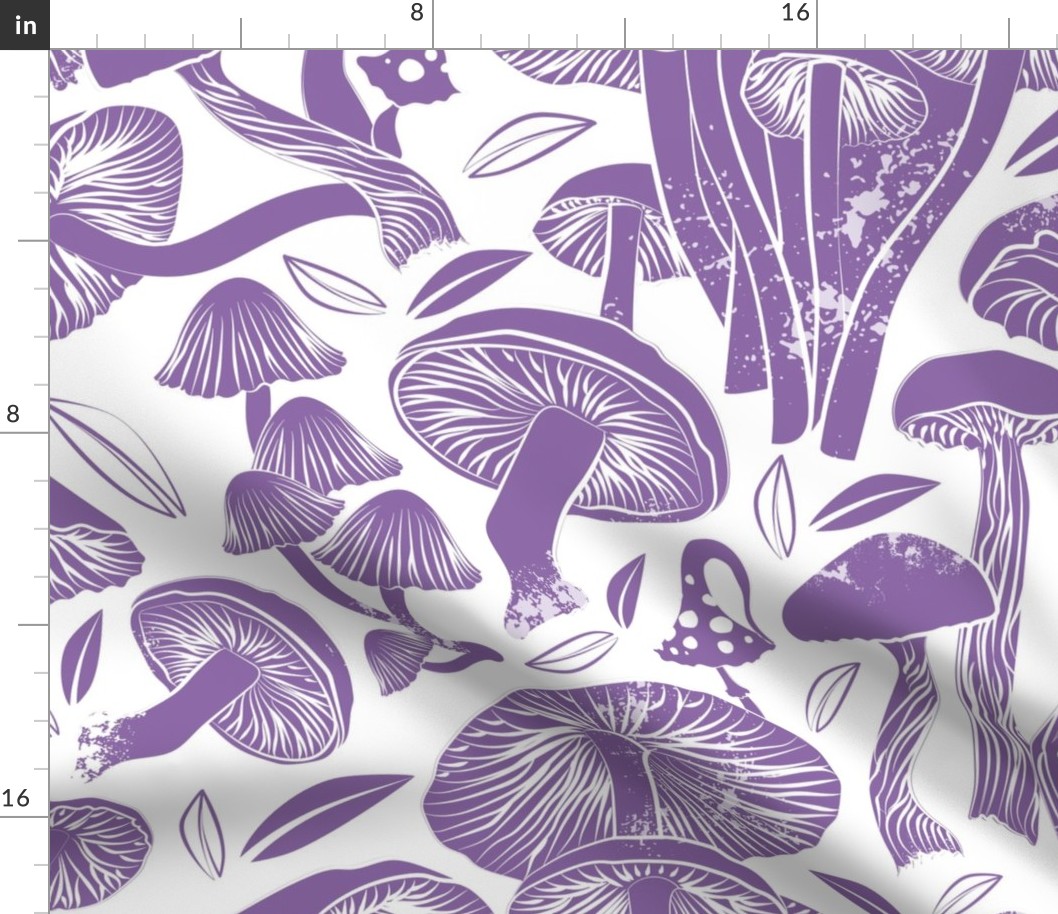 Large jumbo scale // Delicious Autumn botanical poison // white background amethyst purple mushrooms fungus toadstool wallpaper