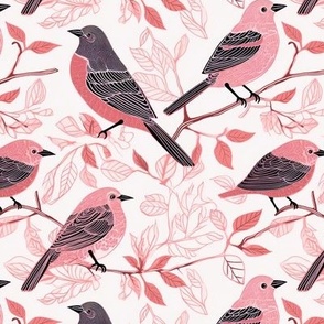 Pink birds girly floral