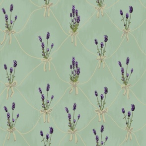 French Country Lavender Bouquets on jade green