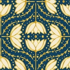 1920s-art-deco-style-white-tulips-golden-outlines-on-navy-blue-S-small-scale-for-napkins