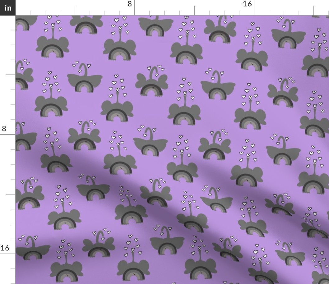 *Rearview Rainbow Elephants with White Hearts- Purple 