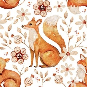 Cute forest fox watercolor