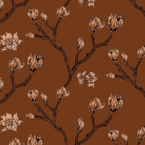 Magnolia branches in shades of brown
