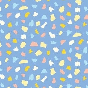 Small Playful Hand-Drawn Abstract Shapes in Blue Cream Yellow Pink