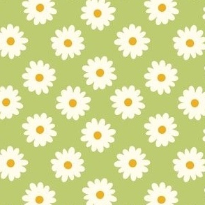 Bold Diagonal Minimal Spring Floral Flowers in Green Orange Cream