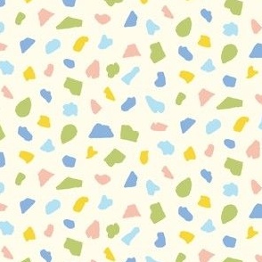 Small Playful Hand-Drawn Abstract Shapes in Cream Yellow Blue Green
