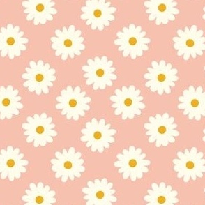 Bold Diagonal Minimal Spring Floral Flowers in Pink Orange Cream