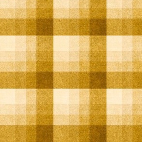 Cabin core rustic warm and joyful plaid with burlap texture gentle mustard, jonquil, yellow and cream  hues 6” repeat