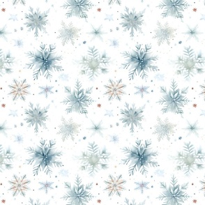 Blue Snowflakes on White 