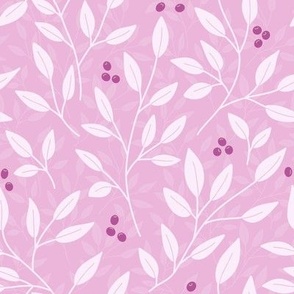 Pink Leaves _ Raspberry Berries 8x8