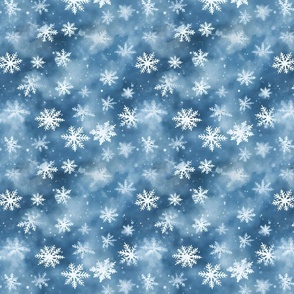 White Snowflakes on Blue