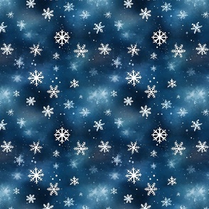 White Snowflakes on Blue