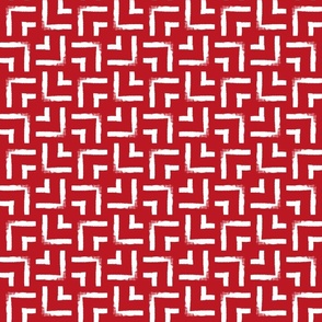 red and white weave geometric / small