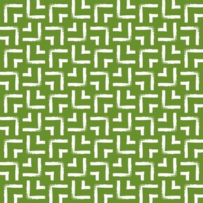 green and white weave geometric / small