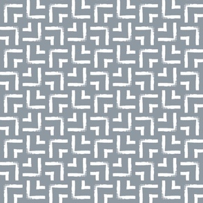 grey and white weave geometric/ small