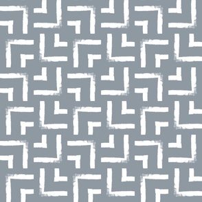 grey and white weave geometric/ medium